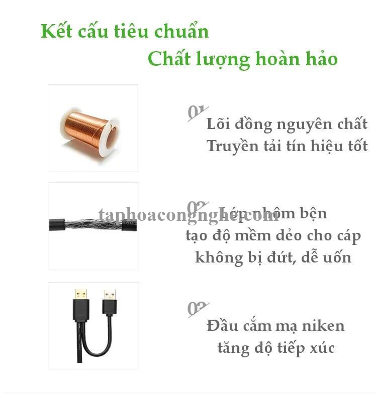 Ugreen 20214 10M màu Đen Cáp tín hiệu nối dài USB 2.0 có chip khuếch đại hỗ trợ nguồn USB US137 30020214